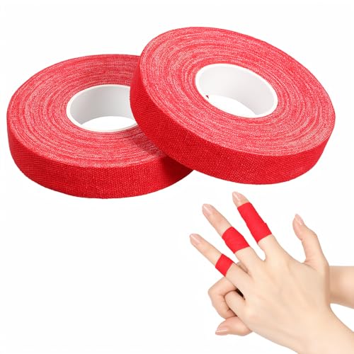 2 Rolls Red Finger Tape, Adhesive 0.6-Inch x 32-feet Athletic Tape | Blister Tape for Fingers, Hands, & Toes, Skin-Friendly Sports Tape for Outdoor Sports Climbing Football - color: Red
