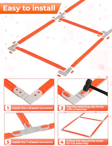 GHB Tangle-Free Agility Ladder Hurdles, 15ft 11 Rungs | 3-in-1 Speed Training Hurdles Set, Footwork Drills for Football, Soccer, Boxing