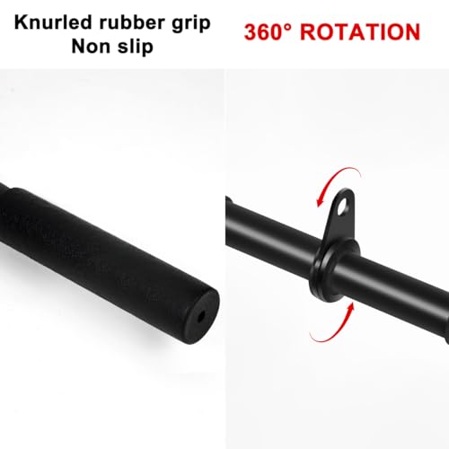 Pulldown Straight Bar Rotating Steel with Rubber Grips LAT Pull Down Handle for Pulley Cable Machine Triceps Training Rowing Machine Attachment for Home Gym Strength Exercise