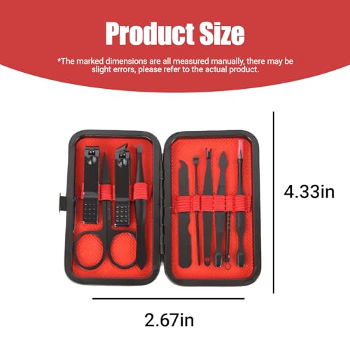 Grooming Kit Home and Travel-Manicure Set 8, Nail Clipper Set, Portable Nail Kit, Travel Nails Kits(Black) - color: Black, size: 10 Piece Set
