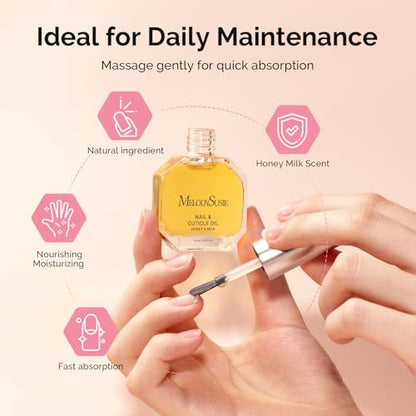 MelodySusie Cuticle Remover Kit,60g Cuticle Remover Cream 15ML Cuticle Oil | Cuticle Nipper Trimmer Pusher,Nail File and Brush for Cuticle Softener & Moisturize Manicure Kit for Nail Care