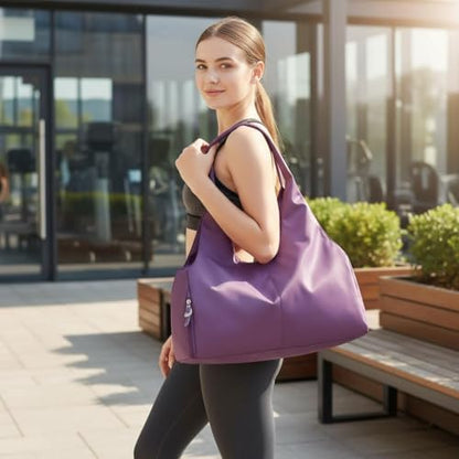 forestfish Yoga Gym Bag for Women with Shoes Compartment & Wet Dry Storage Pockets Lightweight Duffel Bag, Purple - color: Purple