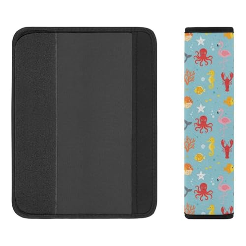 2 Pack Universal Soft and Comfortable Car Seat Belt Pad for Girls and Boys, Stroller Pushchair High Chair, Flamingo Lobster Octopus Shoulder Protector - color: Pattern 949