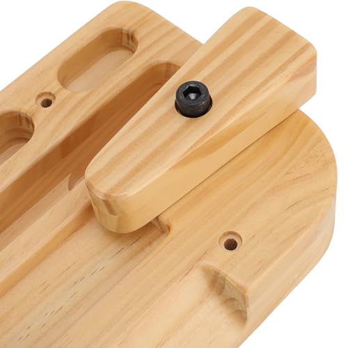 Training Hang Board, Solid Wood with Various Grip Holes, Enhanced Strength Exercise Compact Climbing Finger Wooden Hangboard with Adjustable Depths, Forearm Strengthener