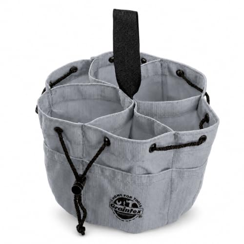 Graintex 18 Pockets Grab Bag Rip-stop Canvas Drawstring Closure, Small Part Organizer Pouch, Small Tools, Screws, Parts, Parachute Tool Bag for Efficient Storage - Steel Grey - color: Steel Grey