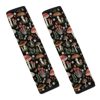 2PCS Soft Padded Car Seat Straps Shoulder Pads for Adult Use, Most Cars, Trippy Leaves Mushroom Shoulder Protector, Shock Absorption - color: Pattern 315