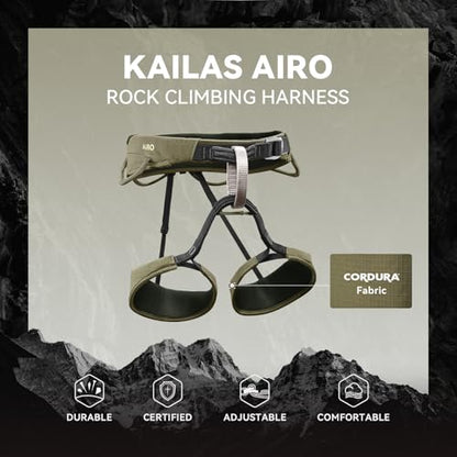 KAILAS Airo Rock Climbing Harness Men Roofing Harnesses Rescue Mountaineering Safety Belt Women Comfortable Lightweight - color: Gray Green, size: Medium