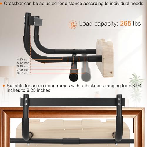 Hangboard Rock Climbing Hangboard with Door Way Pull Up Bar, 4-8 inches | 2 in 1 Doorway Fingerboard for Rock Climbing Training & Home Fitness, Including Jugs Pinches Pockets Edges & Slopes