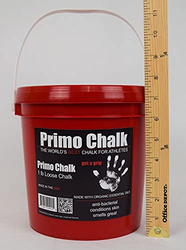 Primo Chalk Resealable Bucket: Loose Chalk for Weightlifting, Rock Climbing, & Gymnastics, Made in The USA, Chalk Ball Refill for Superior Grip - size: 16 Oz.
