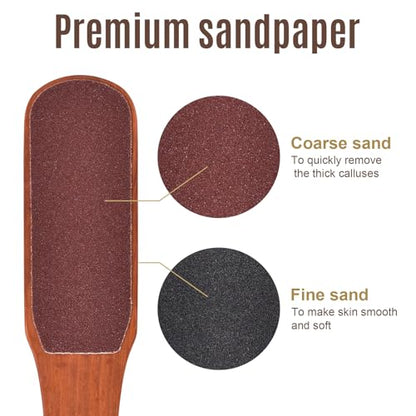 2PCS Foot File Foot Rasp Wooden Handle Pedicure Tool Foot Callus Remover Scrubber Dual-Sides Heel Grater for Dead Skin (1)