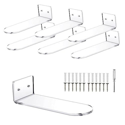 6 PCS Acrylic Floating Shoe Rack Wall Mount Display Shoe Rack Transparent Storage Rack for Home Use Sneaker Display Rack with Screws and Anchors