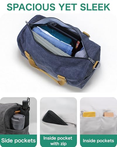 Duffle Bag for Travel, Gym Bags for Men, Weekender Bags for Women, Carry on Bag with Luggage Sleeve, Canvas Bag with Shoulder Strap, Black - color: Black