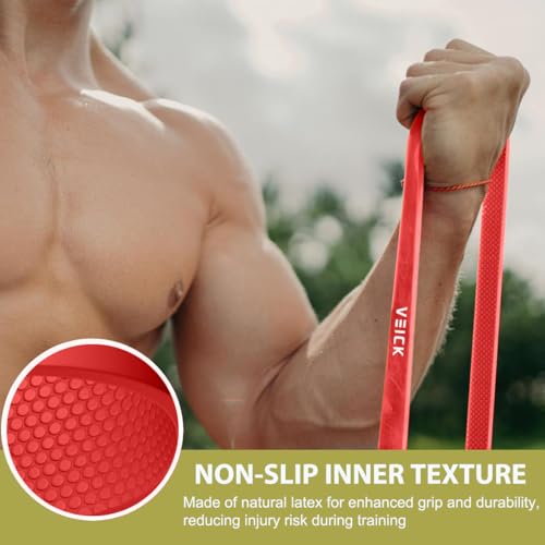 VEICK Pull Up Assist Resistance Bands for Home Gym | 100% Natural Latex, Non Slip Leather Texture, Space Saving, Versatile for Full Body Training, Home Gym - color: Colorful Set of 4 + Pilates Bar