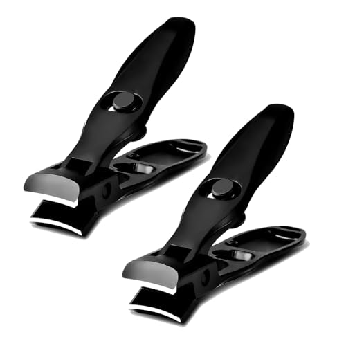 Wide Jaw Nail Clippers, Stainless Steel, Professional Fingernail Clipper | Heavy Duty Toe Nail Clippers for Men Women Seniors, Ultra Sharp, Anti Splash Design, 2 Pack - color: 2pack