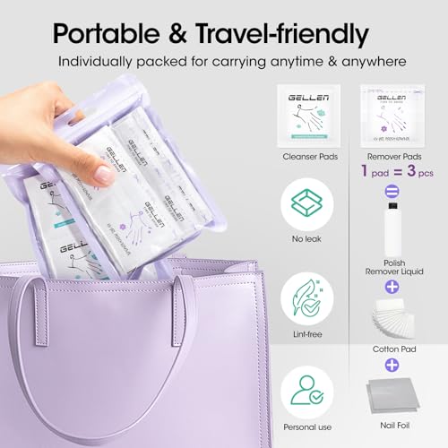 GELLEN Nail Cleanser Pads and Polish Remover Pads 100 Pack, Quick & Easy | Acetone Nail Polish Remover Pads, Alcohol Wipes for Nails Individually Wrapped Travel Set for Perfect Nail Art - size: 100PCS (Remover Pads Included)