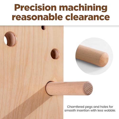 Extra-Thick Birch Climbing Peg Board for Wall Mounting, Heavy-Duty Wooden Climbing Board with Beech Grips & Rock Climbing Hold Inserts for Indoor Home Gym - color: Birch Plywood