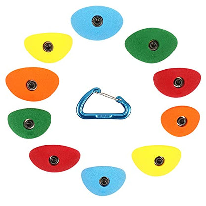 Atomik Rock Climbing Holds Set of 10 Bolt-On Oval Crimps Style 1 in Assorted Bright Tones