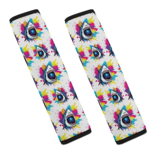 2 Pack Graffiti Shark Wildlife Ocean Nautical Seat Belt Shoulder Pad Breathable Shoulder Harness Cover for Child, All Vehicles, Neck and Shoulder Support - color: Pattern 1229