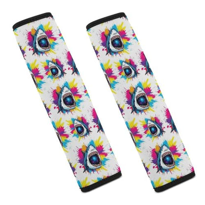 2 Pack Graffiti Shark Wildlife Ocean Nautical Seat Belt Shoulder Pad Breathable Shoulder Harness Cover for Child, All Vehicles, Neck and Shoulder Support - color: Pattern 1229