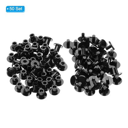 PATIKIL M5x6mm Plastic Binding Post, 50 Sets Plastic Chicago Screws Binding Screw Rivet Post Press-on Buckle for Leather Scrapbook Photo Albums, Black - color: Black, size: M5x6mm