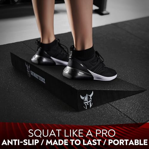 Slant Board Squat Wedge Boards For Exercise - ATG Workout Wedge With Anti Slip Sandgrip Layer Already Mounted - Calf Raise Block & Bulgarian Split Stand Squats wedges Incline - Heel Elevated Blocks