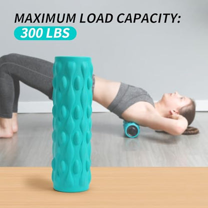 Vibrating Foam Roller,Electric Deep Tissue Massage Roller for Muscle Recovery & Back Pain Relief,4-Speed High Intensity Trigger Point Foam Roller with Carry Bag,Rechargeable Yoga Fitness Roller Blue - color: Blue