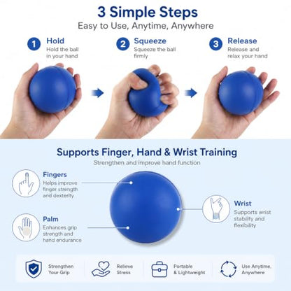 Hand Exercise Grip Ball, Finger Strengthener, Wrist and Hand Training Tool for Sports and Fitness - color: Blue