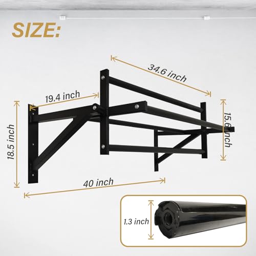 Wall Mounted Pull Up Bar Multifunctional Chin Up bar for Home Gym | Heavy Duty Multifunctional,Power Tower Set,Training Equipment Fitness Dip Stand,Supports to 440 Lbs - color: Climbing Pull Up Bar