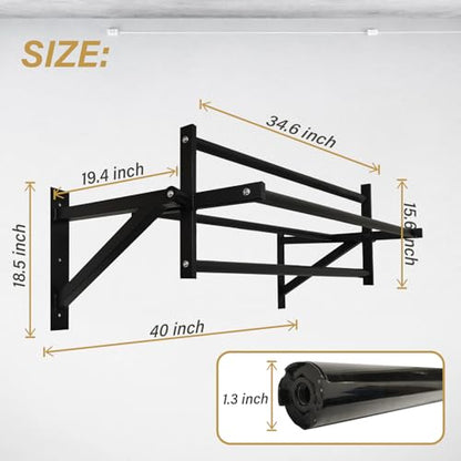 Wall Mounted Pull Up Bar Multifunctional Chin Up bar for Home Gym | Heavy Duty Multifunctional,Power Tower Set,Training Equipment Fitness Dip Stand,Supports to 440 Lbs - color: Climbing Pull Up Bar
