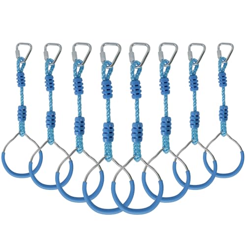 Ninja Warrior Obstacle Course Playset Ninja Ring Trapeze Swing Monkey Bar For Outdoor Indoor Jungle Gym, 8 Blue Monkey Rings Climb Fists Backyard Playground Training Equipment Gymnastic Fitness Fist - color: Light Blue, size: 8 Pack