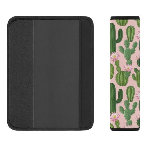 2 Pack Breathable Car Seat Straps Shoulder Pads for Elderly Support, All Vehicles, Pink Flowers Cactus Seat Belt Cushion, Neck and Shoulder Support - color: Pattern 300