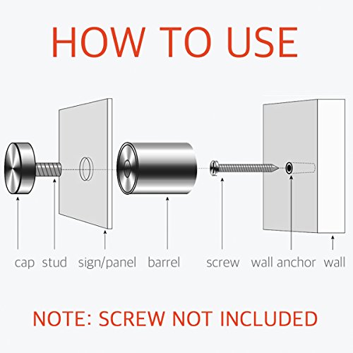 Lantee Standoff Screws - 1/2 x 1-3/16 Inch Stainless Steel Sign Standoff Mounting Hardware for Acrylic, Glass & Picture - 20 Pcs 12mm x 30mm - color: Silver, size: 1/2" x 1-3/16" / 12 x 30mm