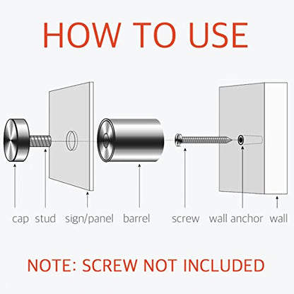 Lantee Sign Standoffs - 1/2" x 3/4" Glass Standoff Wall Mounts Screws Hardware Kit, Stainless Steel Standoff Bolts, 12x20mm, 20 Pcs - color: Silver, size: 1/2" x 3/4" / 12 x 20mm