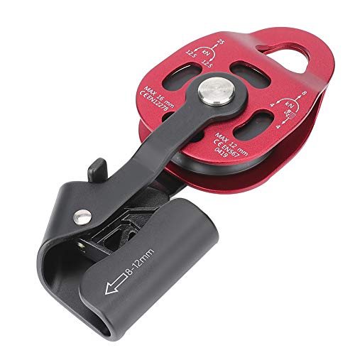 Rock Climbing Pulley, Heavy Duty 4KN Single Rope Pulley Block Aviation Aluminum Pulley Wheel for 8-12mm Rope Lifting Device