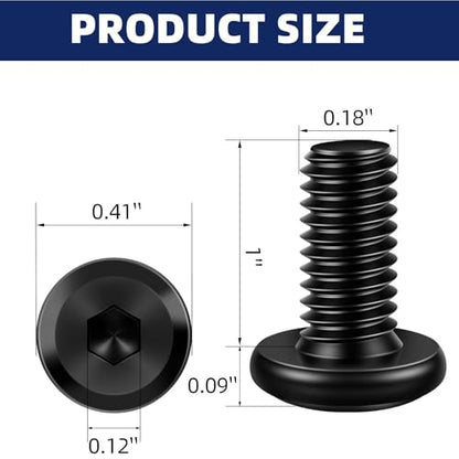 #10-24 x 1 Flat Head Socket Head Screw Furniture Bolts Countersunk Connector Screws, Stainless Steel 18-8 (304), Black Oxide, Fully Threaded, 25 PCS - size: #10-24 x 1"