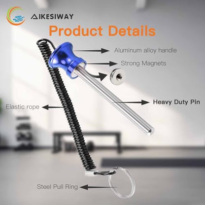 Universal Magnetic Weight Stack Pin with Pull Rope - Heavy Duty Gym Pin for Weight Stack Machines | Commercial & Home Gym Accessories | Replacement Weight Pins for Strength Training Equipment - color: Blue