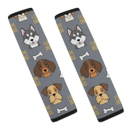 2 Pack Cute Dogs Puppies Print Car Seat Straps Shoulder Pads Soft Padded Shoulder Harness Cover for Adult Use, Stroller Pushchair High Chair, Pressure Relief - color: Pattern 325