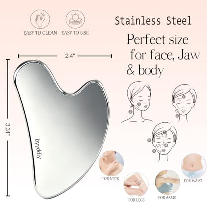 BYYDDIY Stainless Steel Gua Sha Facial Tools, Metal Gua Sha for Face,Tighten Skin Massage, Guasha Beauty Tool for Body Eyes (W.F-s.S) - style: W.F-s.S