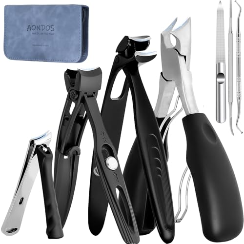 Precision Stainless Steel Heavy Duty Angled Head,Wide Jaw Clippers for Seniors and Man,Ingrown Toenail,Thick Nail.Extra-Long Handle, Extra-Large Slanted Nail Cutter. Men,Women,Elderly.7Pcs (7PCS Toe)