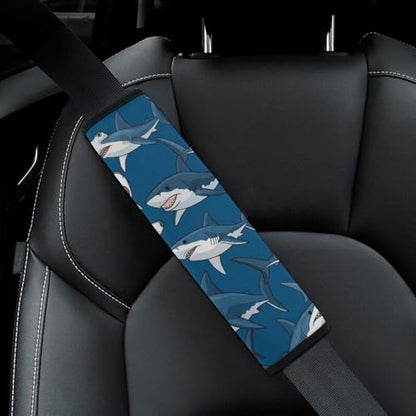 2 Piece Soft Padded Seat Belt Shoulder Pad for Adult Use, All Vehicles, Shark Art Automotive Seat Belt Protector, Easy Install (No Tool) - color: Pattern 549