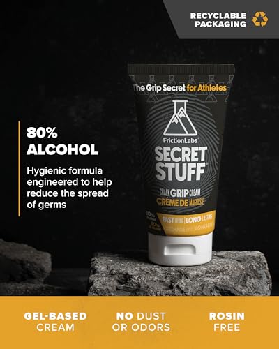 Friction Labs Quick Grip Secret Stuff Liquid Chalk for Athletes - Made in USA - Skin Friendly - Rock Climbing, Weightlifting, Gym, Tennis - Trusted by 100+ Pro Athletes - Best Workout Chalk - 75mL - style: Hygienic Formula