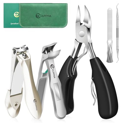 Toenail Clippers for Thick Toenails for Seniors, Angled Head Large Toe Nail Clippers for Ingrown Nails, Sharp Nail Cutter with Catcher Long Handle, Heavy Duty Nail Clippers Set for Thick Toenails - style: Professional Nail Clipper Set