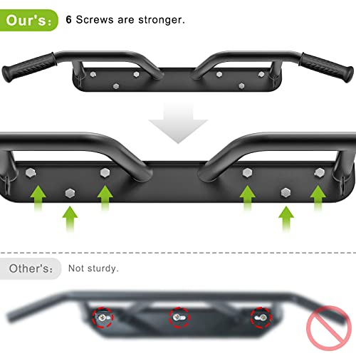 SELEWARE Heavy Duty Welded Pull Up Bar Wall/Joist/Ceiling Mount Chin Up Bar | Multifunctional Pull-up Bars w/Resistance Band Hooks for Home Gym Strength Training, Sturdy Steel Construction Support 500 lb - color: C1: Black Wall Mount Pull Up Bar