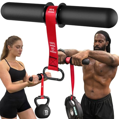 FitBeast Forearm Strengthener & Forearm Exerciser, Wrist Roller | Forearm strength trainer with thick handle and adjustable strap. Ideal for grip strength, muscle building and rehabilitation. - color: Red