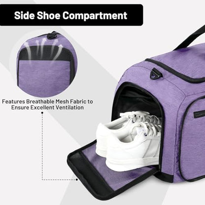 MIER Packable Travel Duffle Bag with Shoe Compartment, 80L, Purple | Foldable Weekender Duffel; Multi-Pockets; Adjustable Shoulder Strap; Luggage Sleeve; Travel, Sports, Camping, Gym - color: Purple, size: 80L