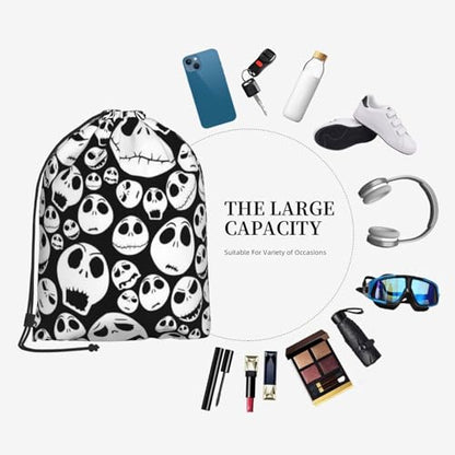 Halloween Skull Drawstring Backpack String Bag Gym Sackpack Lightweight Waterproof Sport Bag for Women Men - color: Halloween Skull