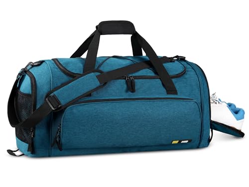 MIER Large Gym Bag for Men 60L Duffel Bag with Shoe Compartment | Lightweight & Durable Sports Duffles; Suited for Workout Fitness Travel Weekender; Water Resistant; Adjustable Shoulder Strap - color: Teal