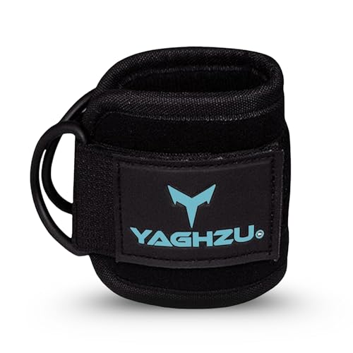 Adjustable Gym Ankle Straps for Cable Machines Women & Men, Glute Kickbacks | Neoprene padded gym ankle cuffs, steel D-ring, Adjustable fit for hip abduction, leg workouts & extensions - color: Black and Cyan, size: Pair
