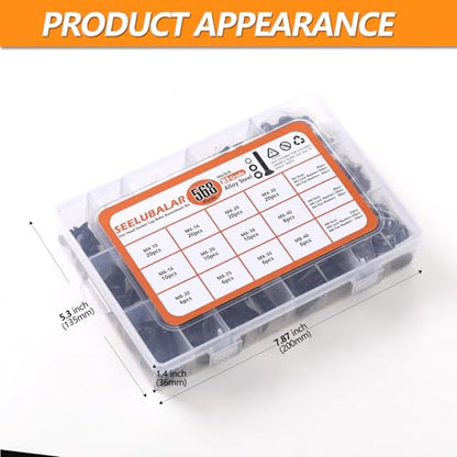 568 pcs M4/M6/M8 Hex Socket Flat Head Screw Bolts and Nuts Kit, 10.9 Grade Alloy Steel Metric Thread Hexagon Allen Machine Bolt, Black Screws Assortment Kit，A Black Hex Flat Head Cap Bolts - style: Flat Head Socket Cap - Kits