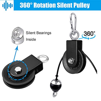 SERTT Gym Pulley System, Fitness Swivel Pulley Wheel with Hanging Strap Carabiner, Swivel Pulley Block for DIY Home LAT Pulldown and Lift Cable Machine - color: 2 PCS